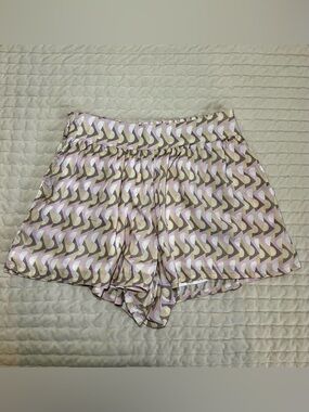 Prana Pink, Tan and White Patterned Elastic-Waist Skirt